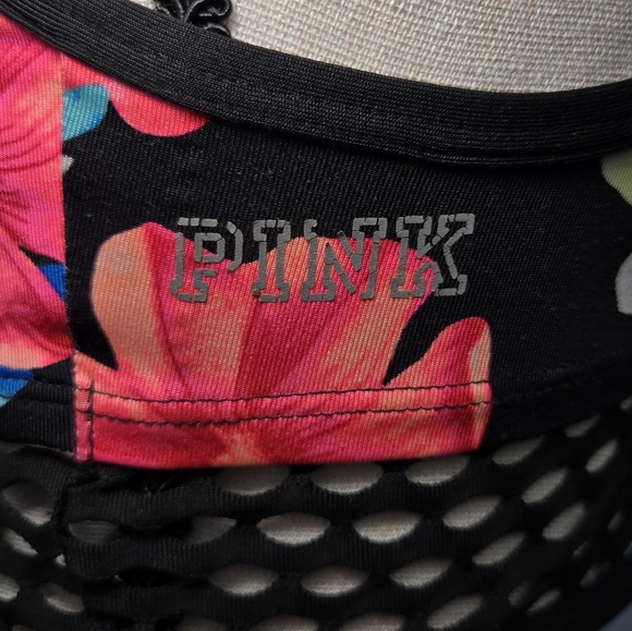 Victorias Secret VS PINK UItimate Unlined Racerback Sports Bra Black Floral XS/S - Picture 3 of 11